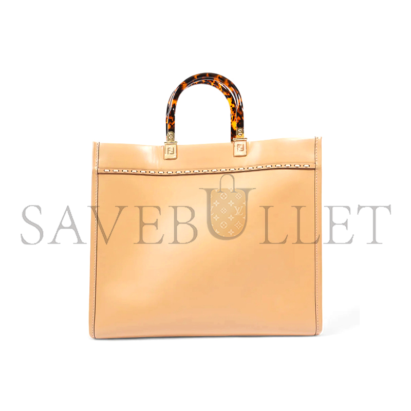 FENDI BEIGE LEATHER AND PYTHON MEDIUM SUNSHINE SHOPPER TOTE  (36*31*12cm)